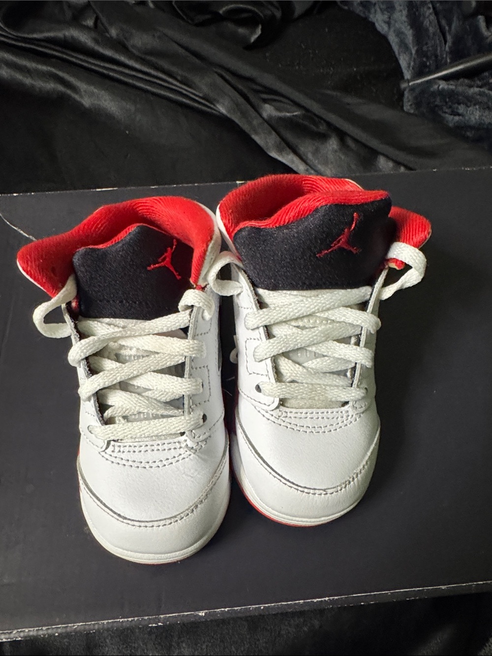 Jordan Kids White and Red High-Top Sneakers